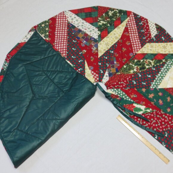 Handmade Quilted Christmas Tree Skirt 41" Star Patchwork Nostalgic Heirloom - Picture 7 of 8